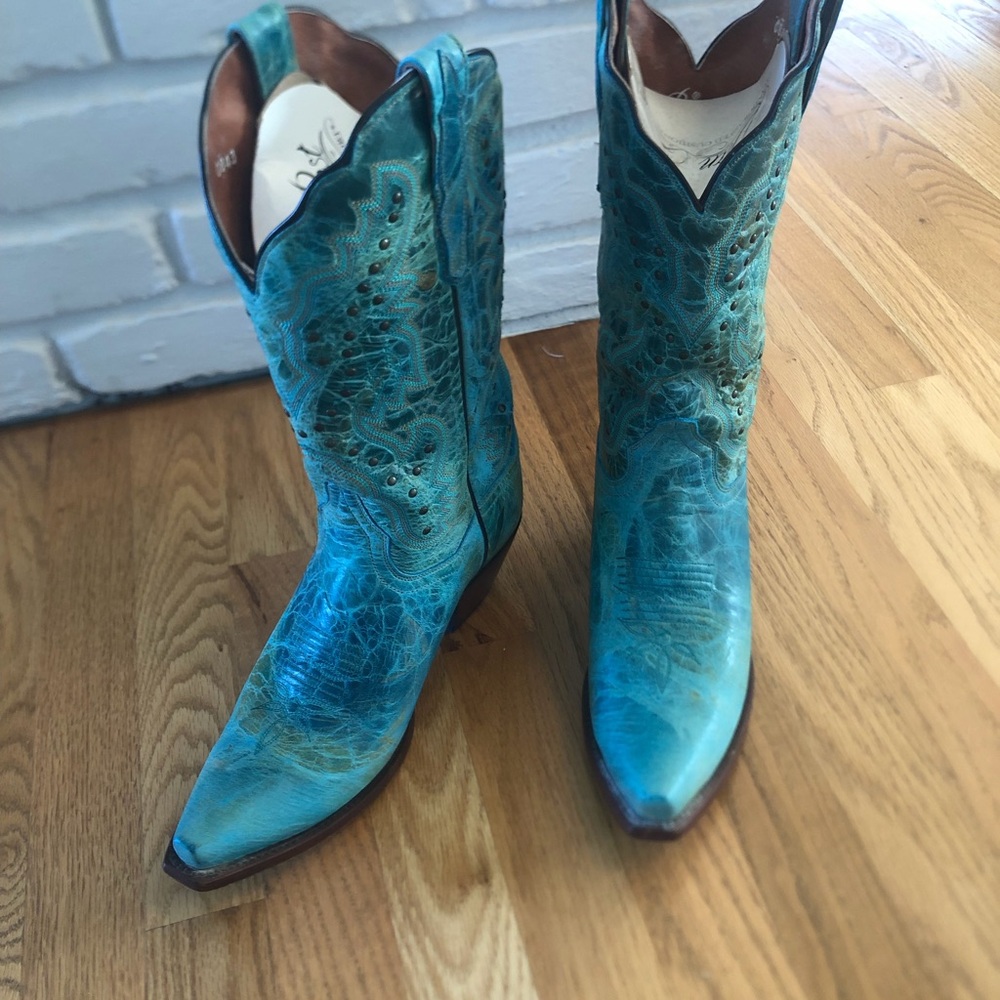 Dan Post Blue Heeled Western Boots